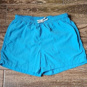 Blue Quick-Dry Swim Trunks with Elastic Waistband